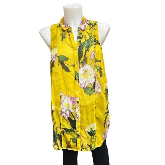 Maeve by Anthropologie DUCHESS‎ Yellow Floral Sleeveless Top Size 2 - Picture 1 of 10
